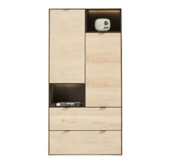 Xooon ELEMENTS bergkast 90 cm. - 2-deuren + 2-laden + 2-niches + led naturel