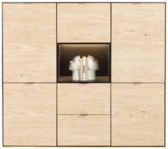 Xooon ELEMENTS dressette 150 cm - 5-deuren + 2-laden + 1-niche + led, naturel
