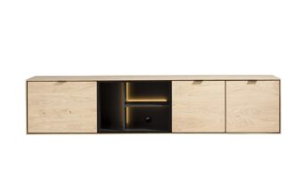 Xooon ELEMENTS lowboard 210 cm - hang + 2-deuren + klep + 3 niches + led, naturel