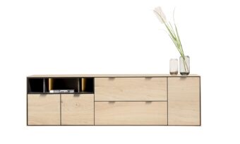 Xooon ELEMENTS dressoir 210 cm - 3-deuren + 2-laden + 3 niches + led, naturel