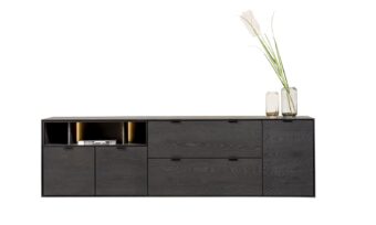 Xooon ELEMENTS dressoir 210 cm - 3-deuren + 2-laden + 3 niches + led, onyx
