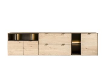 Xooon ELEMENTS dressoir 240 cm - 3-deuren + 2-laden + 5 niches + led, naturel