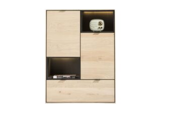 Xooon ELEMENTS highboard 90 cm. - 2-deuren + 1-lade + 2-niches + led naturel