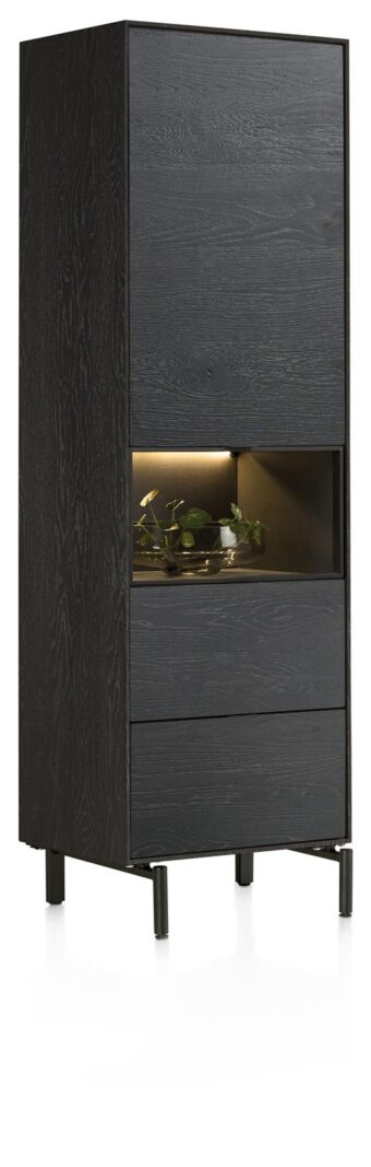 Xooon ELEMENTS bergkast smal - 60 cm. - 1-deur + 2-laden + 1-niche + led incl. metalen poten onyx