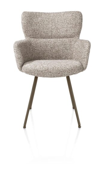 Xooon armstoel SAGE- 4-poot steelbrown – stof luton koper