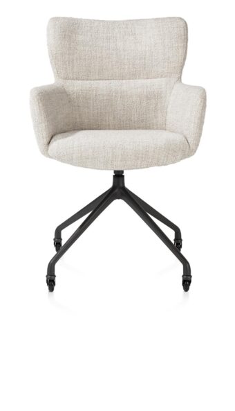 Xooon armstoel SAGE+ wielen - grafiet – stof luton creme