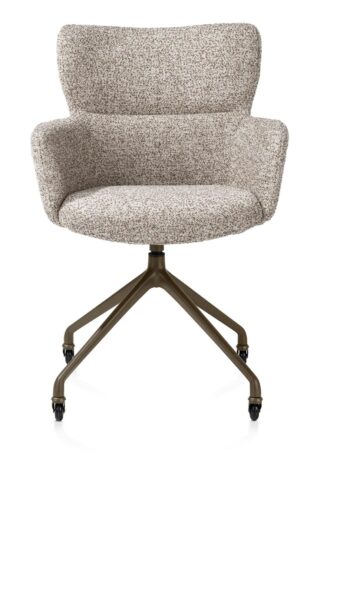 Xooon armstoel SAGE+ wielen - steelbrown – stof luton koper