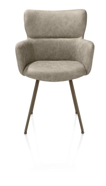 Xooon armstoel SAGE- 4-poot steelbrown – stof oregon beige