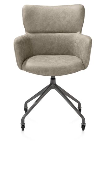 Xooon armstoel SAGE+ wielen - grafiet – stof oregon beige