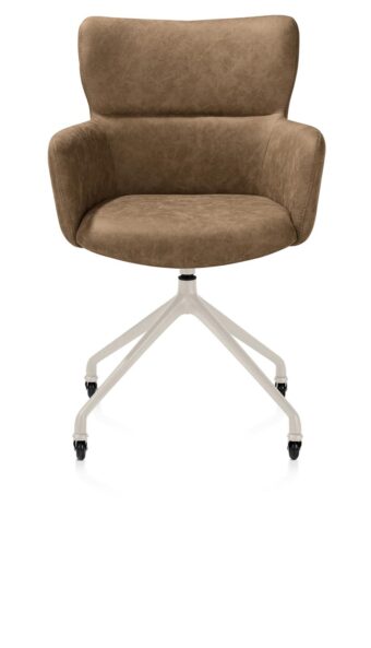 Xooon armstoel SAGE+ wielen - frame creme – stof oregon desert