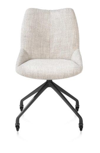 Xooon eetkamerstoel MATS - frame grafiet met wielen – stof luton creme