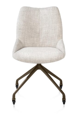 Xooon eetkamerstoel MATS - frame steelbrown met wielen – stof luton creme