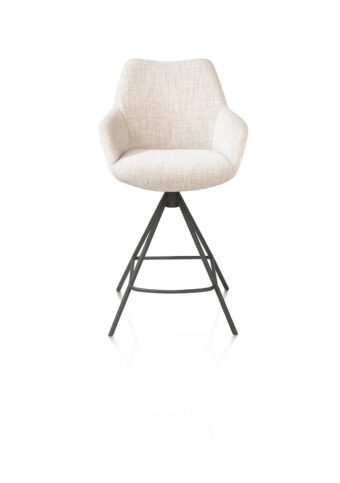 Xooon barstoel MATS - draaibaar frame grafiet 4-poot – stof luton creme
