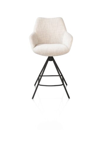 Xooon barstoel MATS - draaibaar frame rough off black 4-poot – stof luton creme