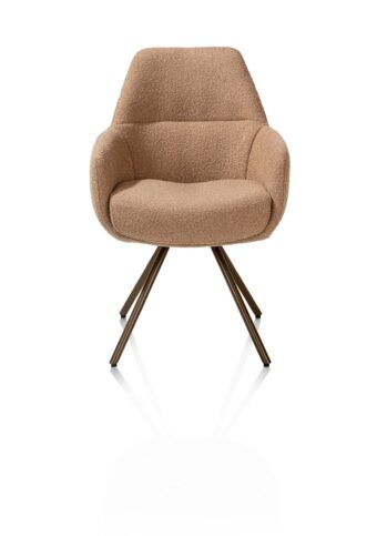 Xooon armstoel MAVIS - draaibaar frame steelbrown 4-poot – stof cloudy okergeel