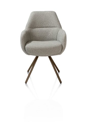Xooon armstoel MAVIS - draaibaar frame steelbrown 4-poot – stof cloudy olijf