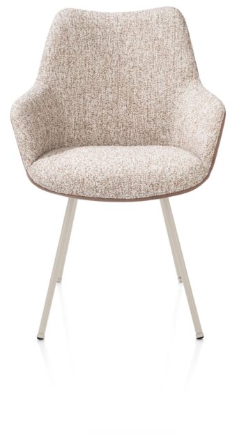 Xooon armstoel MATS - 4-poot creme – combistof pala cognac + luton koper