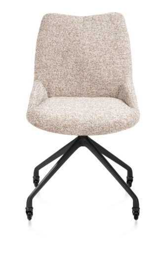 Xooon eetkamerstoel MATS - frame rough off black met wielen – stof luton koper