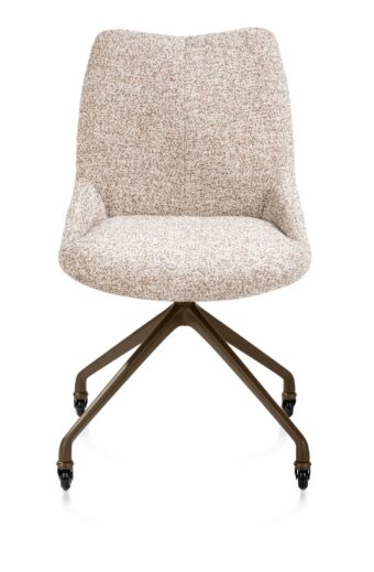 Xooon eetkamerstoel MATS - frame steelbrown met wielen – stof luton koper