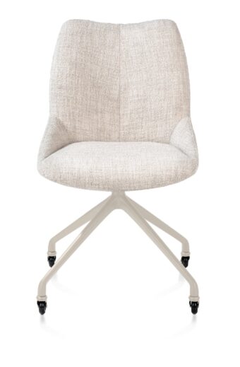Xooon eetkamerstoel MATS - frame creme met wielen – stof luton creme