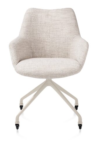 Xooon armstoel MATS - frame creme met wielen – stof luton creme