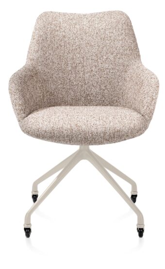 Xooon armstoel MATS - frame creme met wielen – stof luton koper