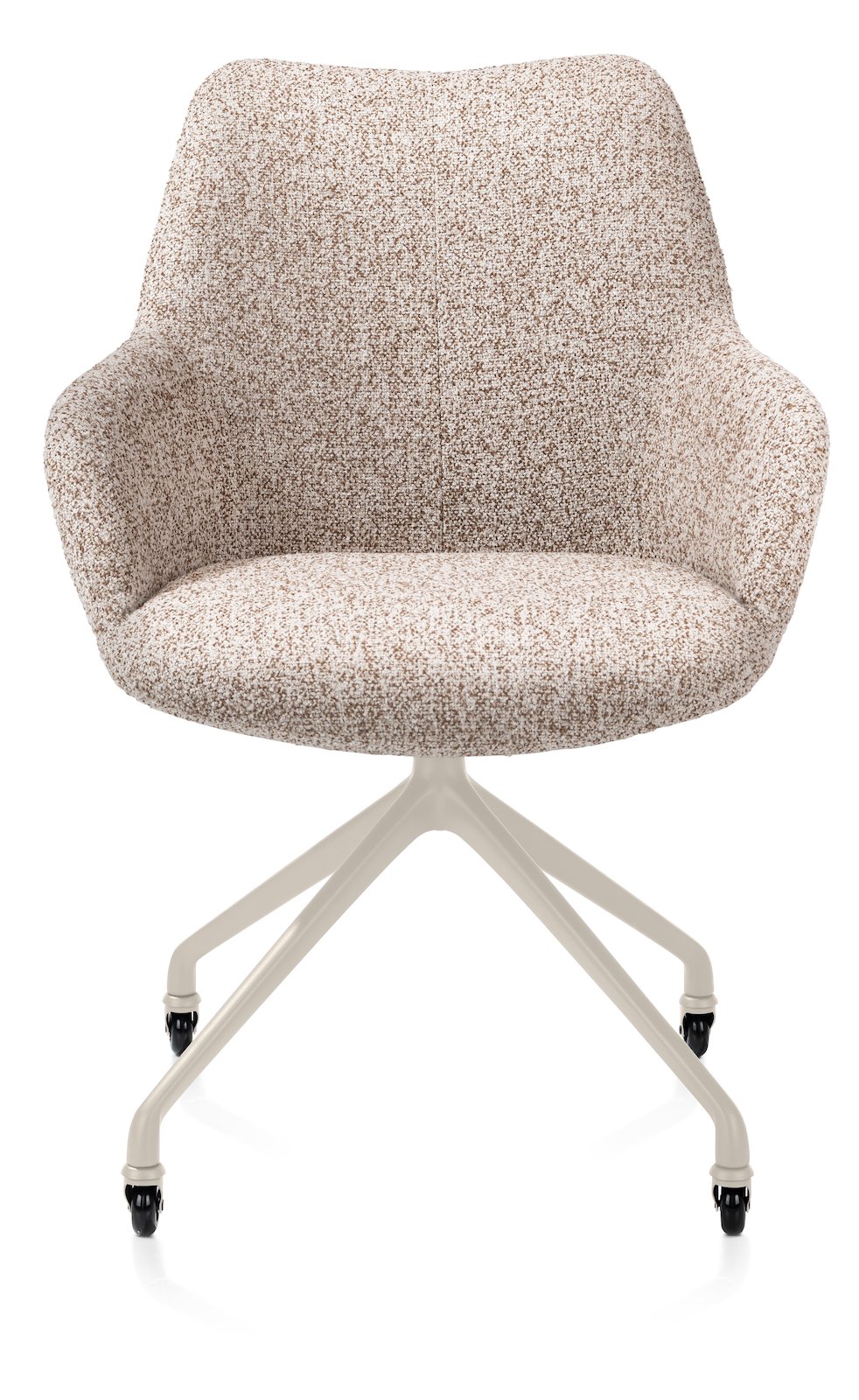 Xooon armstoel MATS – frame creme met wielen – stof luton koper