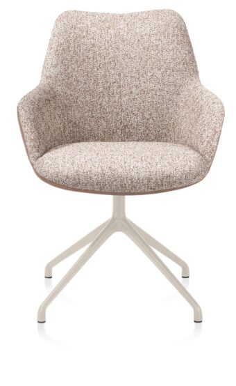 Xooon armstoel MATS - draaibaar frame creme 4-poot – combistof pala cognac+luton koper