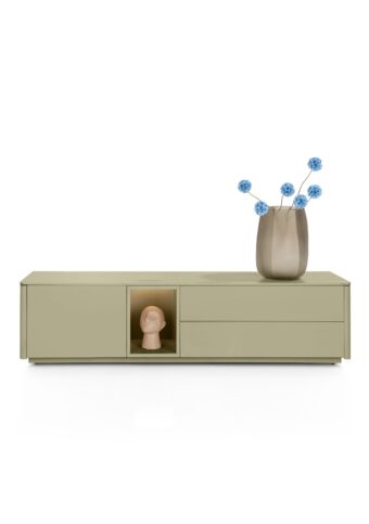 Xooon TRENTINO lowboard 180 cm - 1-deur + 2-laden + 1 niche + led, olijf