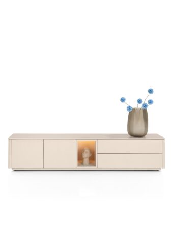 Xooon TRENTINO lowboard 210 cm - 2-deuren + 2-laden + 1 niche + led, creme