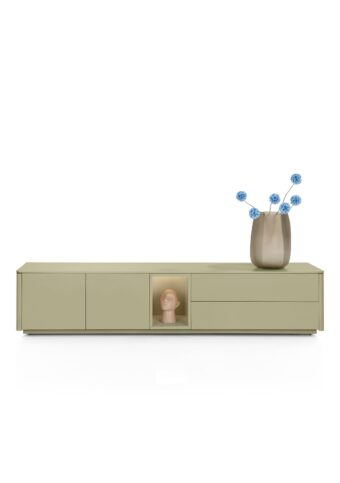 Xooon TRENTINO lowboard 210 cm - 2-deuren + 2-laden + 1 niche + led, olijf