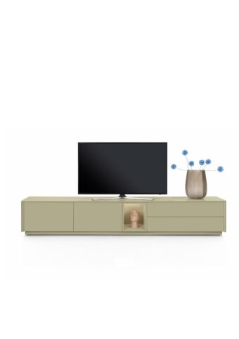 Xooon TRENTINO lowboard 270 cm - 2-deuren + 2-laden + 1 niche + led, olijf