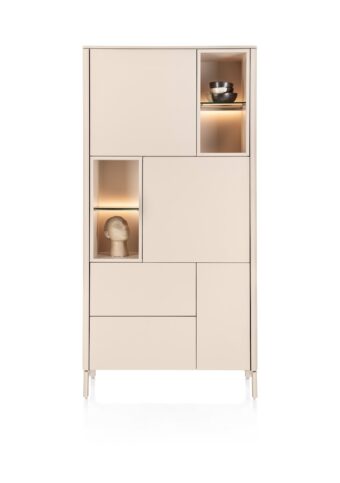 Xooon TRENTINO bergkast 95 cm - 3-deuren + 2-laden + 4 niches + led, creme