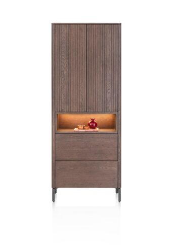 Xooon bergkast TRENTON 75cm – 2 deuren + 2 laden + 1 niches(+LED) clay