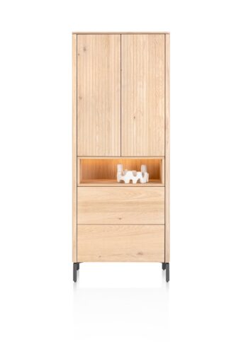 Xooon bergkast TRENTON 75cm – 2 deuren + 2 laden + 1 niches(+LED) naturel