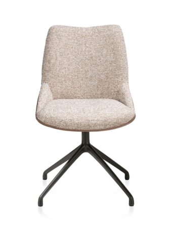 Xooon eetkamerstoel MATS - draaibaar frame rough off black 4-poot – stof pala cognac + luton koper