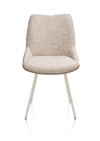 Xooon eetkamerstoel MATS - 4-poot creme – stof pala cognac + luton koper
