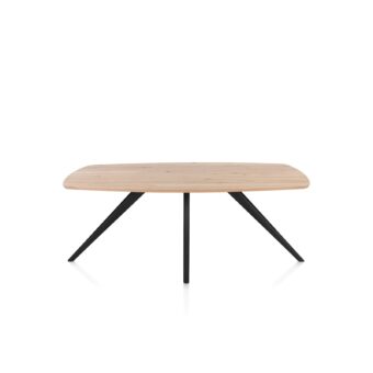 Xooon eetkamertafel ARVADA ovaal 190x100cm eiken (4-poot rough off black)