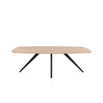 Xooon eetkamertafel ARVADA ovaal 250x110cm eiken (4-poot rough off black)