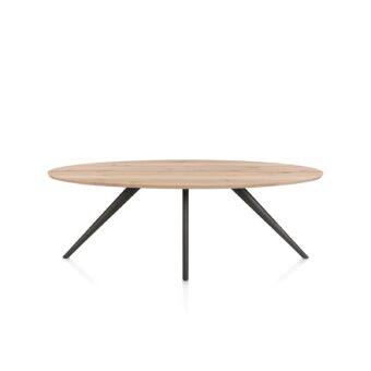 Xooon eetkamertafel ARVADA ellips 220x110cm eiken (4-poot grafiet)