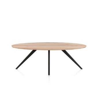 Xooon eetkamertafel ARVADA ellips 220x110cm eiken (4-poot rough off black)