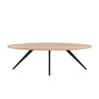 Xooon eetkamertafel ARVADA ellips 250x110cm eiken (4-poot rough off black)