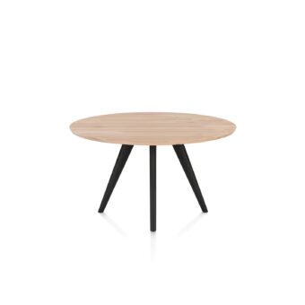 Xooon eetkamertafel ARVADA rond 125 cm eiken (4-poot rough off black)