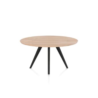 Xooon eetkamertafel ARVADA rond 140 cm eiken (4-poot rough off black)