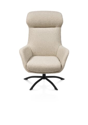Xooon LOMI draaifauteuil + poef - onderstel grafiet - stof cloudy beige
