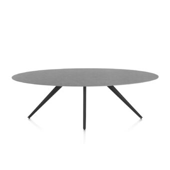Xooon eetkamertafel SALUTI ellips 240x110 cm (4-poot rough off black) antraciet