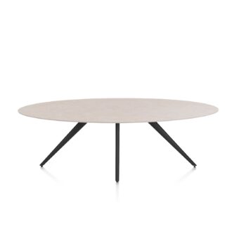 Xooon eetkamertafel SALUTI ellips 240x110 cm (4-poot rough off black) light sand