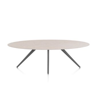 Xooon eetkamertafel SALUTI ellips 240x110 cm (4-poot grafiet) light sand