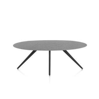 Xooon eetkamertafel SALUTI ellips 210x105 cm (4-poot rough off black) antraciet