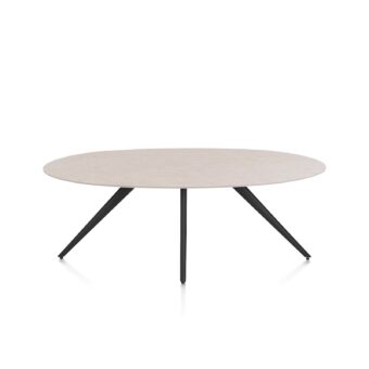 Xooon eetkamertafel SALUTI ellips 210x105 cm (4-poot rough off black) light sand